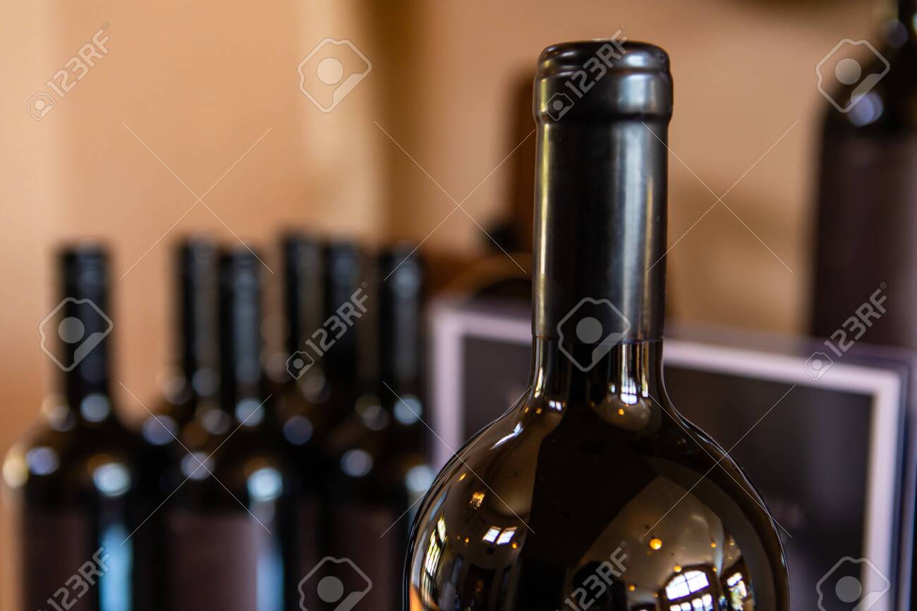 Wine Bottle Dark Green Amber Glass Top The Finish Without Seal Stock Photo Picture And Royalty Free Image Image 138186171