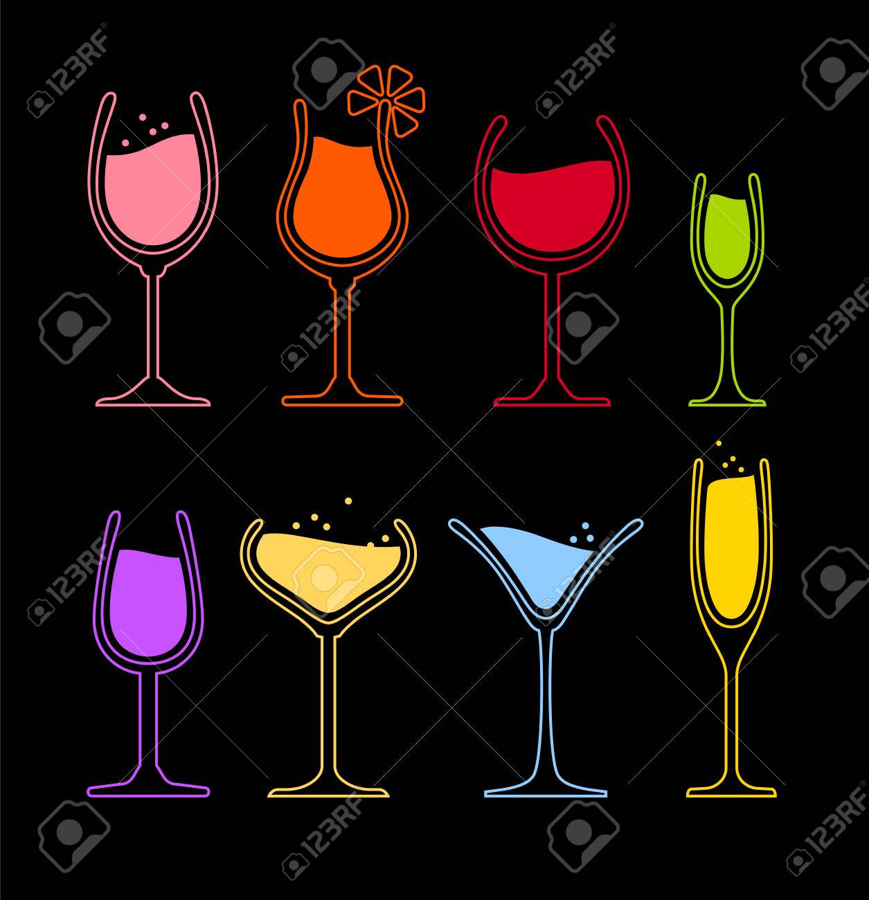 ワイン シャンパン カクテル グラスのコレクションです Eps8のイラスト素材 ベクタ Image