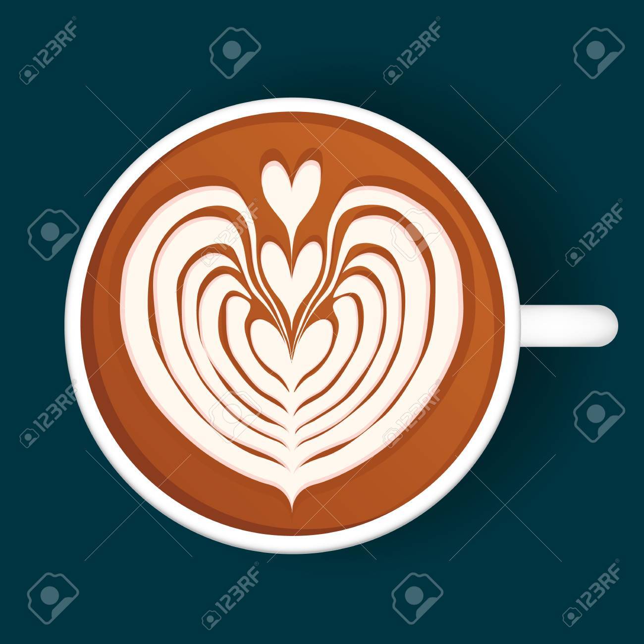 孤立したラテアート 白いカップ ベクトル図のイラスト素材 ベクタ Image