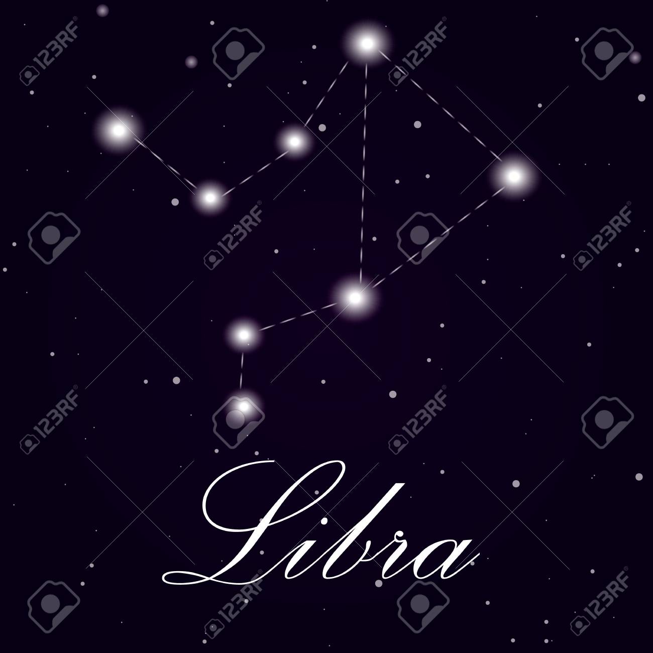 暗い背景に絶縁された天秤座の星座 ベクターイラストのイラスト素材 ベクタ Image