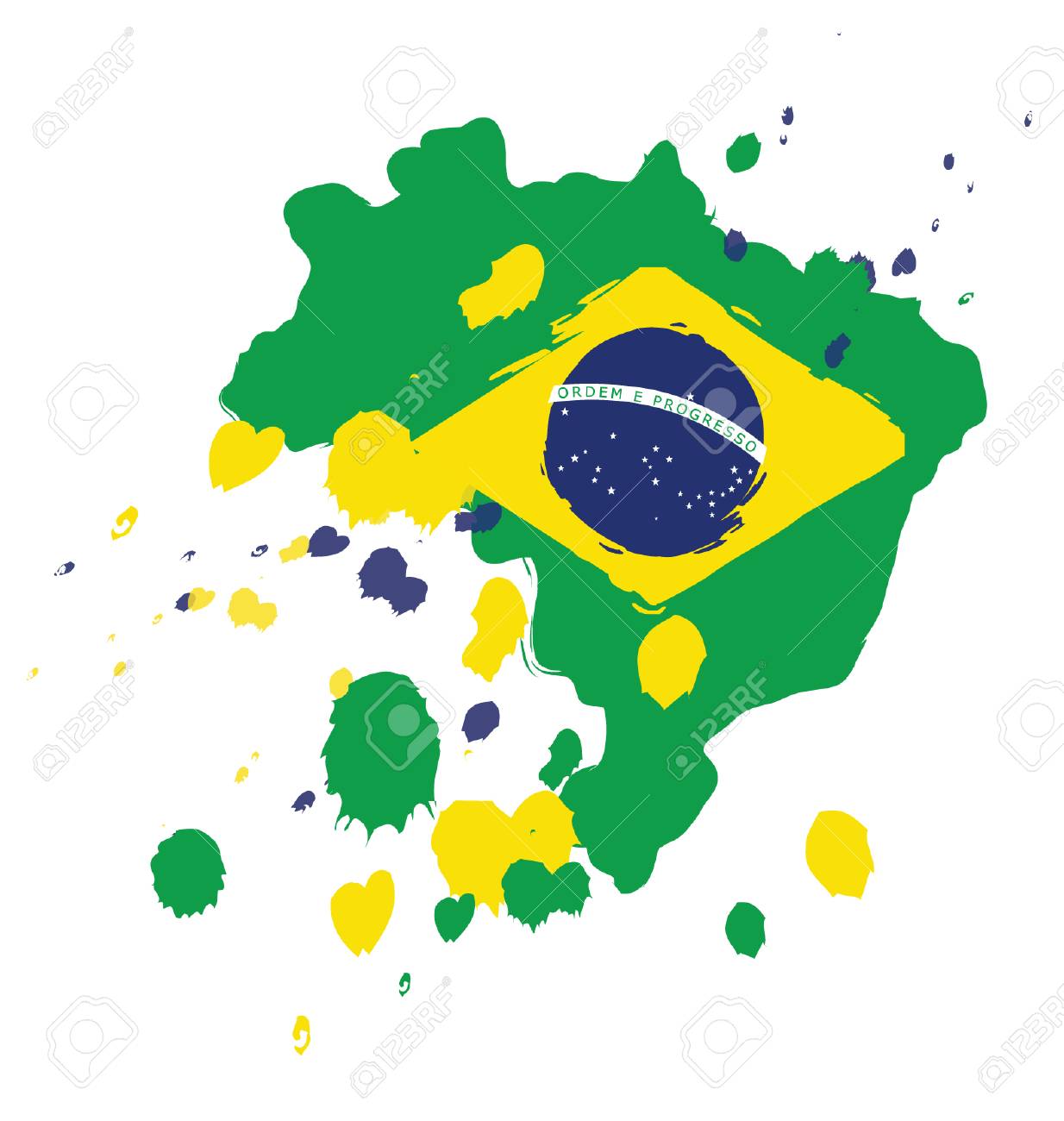 ブラジル国旗の概念の水彩画のイラスト素材 ベクタ Image