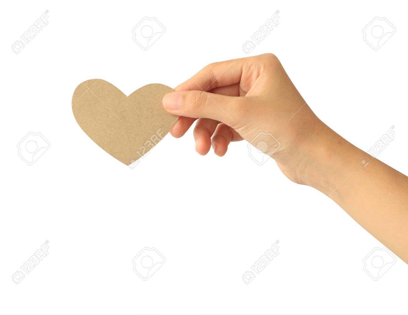 Woman hand holding paper heart isolated on white background - 110093370 Woman hand holding paper heart isolated on white background - 110093370