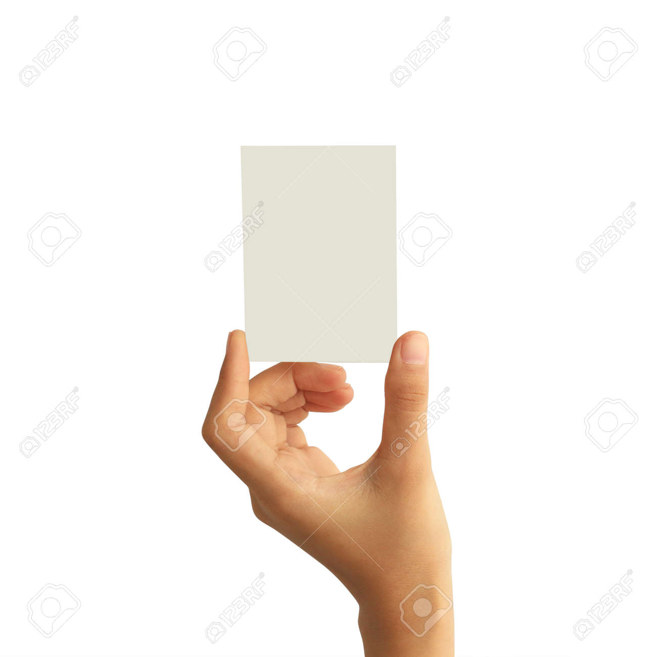 Woman hand holding blank paper business card isolated on white background - 134238452 Woman hand holding blank paper business card isolated on white background - 134238452