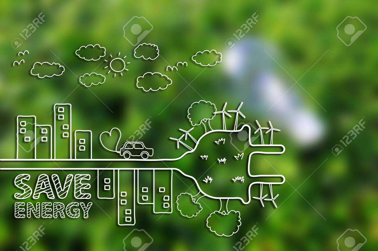 Creative drawing ecology concept on green grass background. - 140707735 Creative drawing ecology concept on green grass background. - 140707735