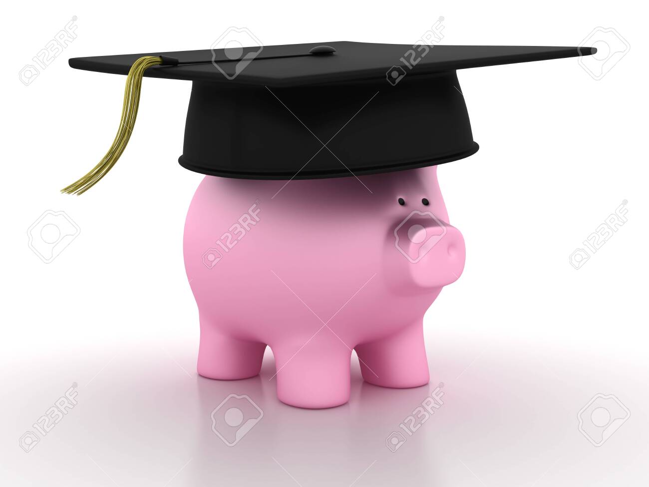 Piggy Bank with Mortarboard - High Quality 3D Rendering - 128391994 Piggy Bank with Mortarboard - High Quality 3D Rendering - 128391994