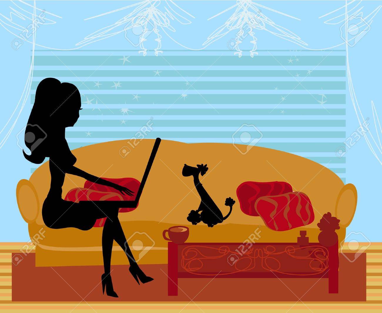Online shopping - young smiling woman sitting with laptop computer - 19981459 Online shopping - young smiling woman sitting with laptop computer - 19981459
