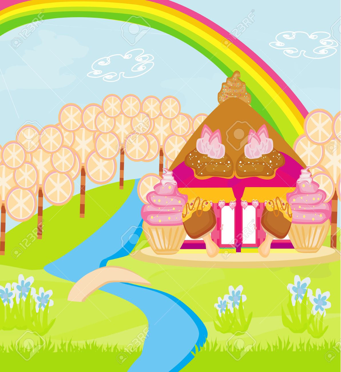 お菓子のおとぎ話の家 のイラスト素材 ベクタ Image