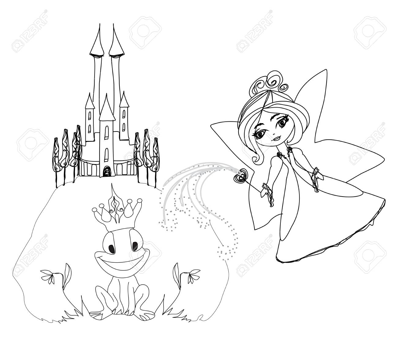 カエルの王子様の漫画のキャラクターと美しい妖精のイラスト素材 ベクタ Image カエルの王子様の漫画のキャラクターと美しい妖精のイラスト素材 ベクタ Image