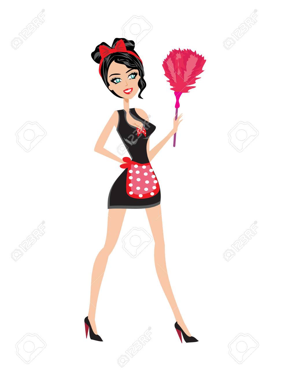 セクシーなピンナップ スタイル フレンチメイド のイラスト素材 ベクタ Image