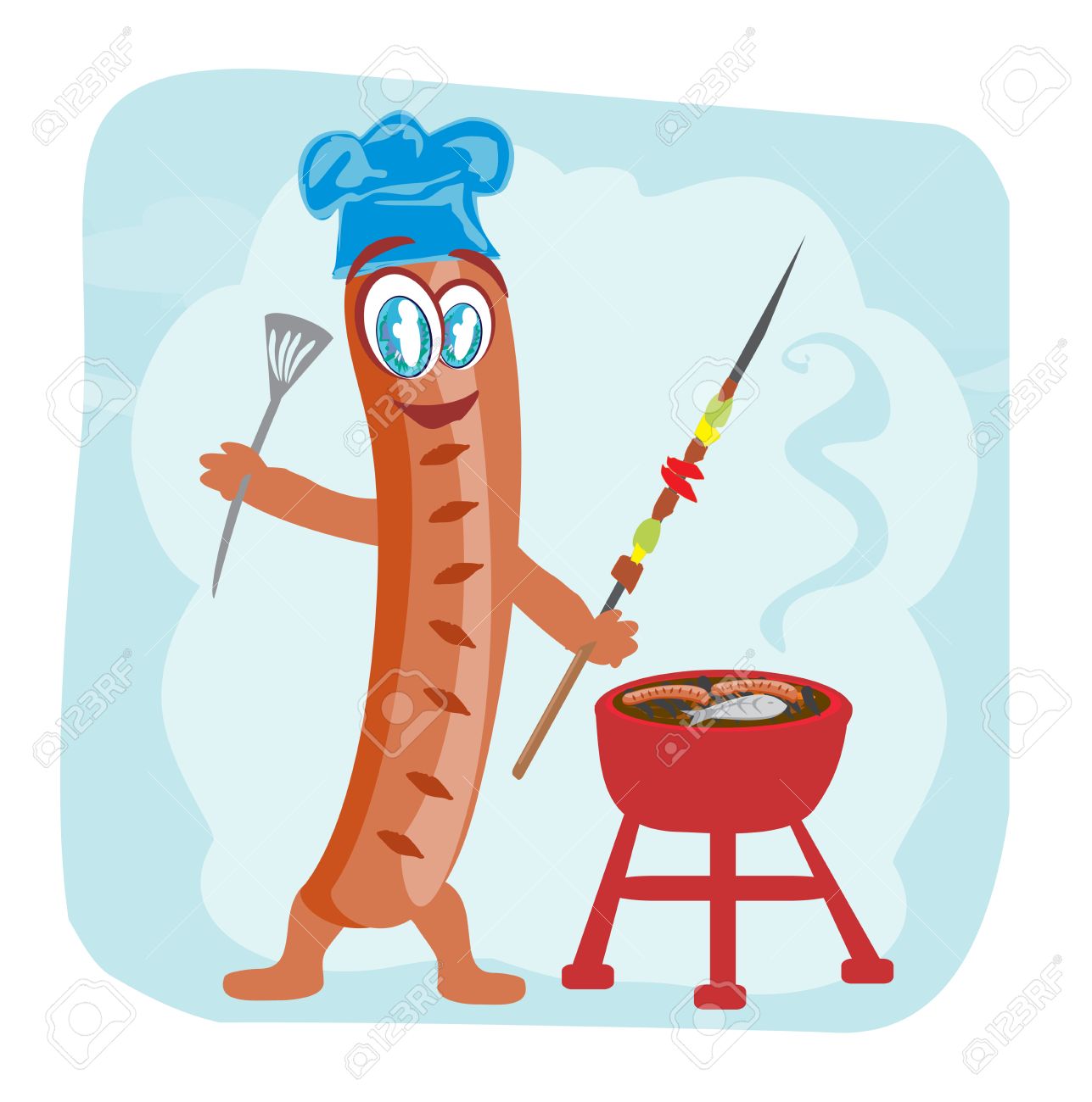 Cheerful Sausage Funny Doodle Invitation Royalty Free Cliparts Vectors And Stock Illustration Image