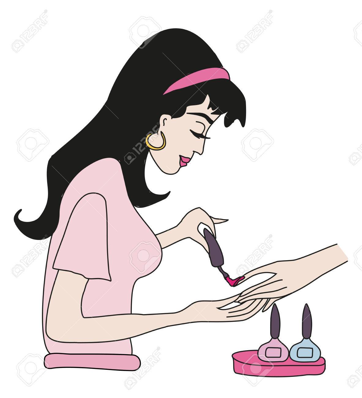 ネイリスト マニキュアを適用します のイラスト素材 ベクタ Image