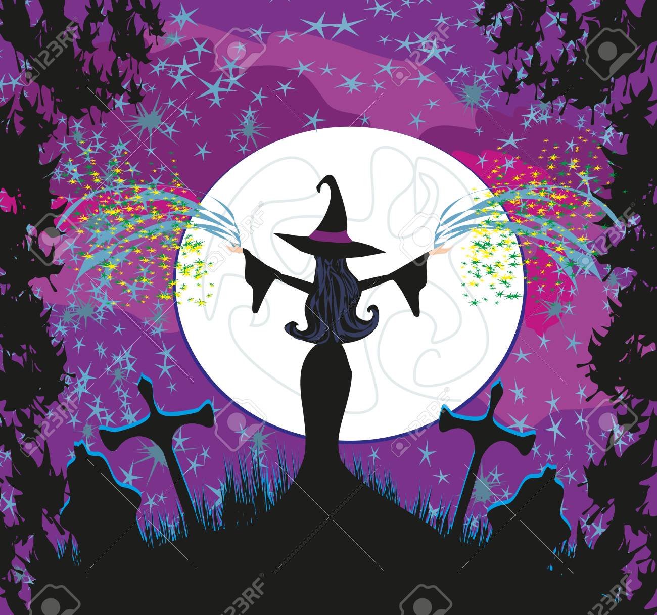 魔法の呪文魔法の魔女 のイラスト素材 ベクタ Image