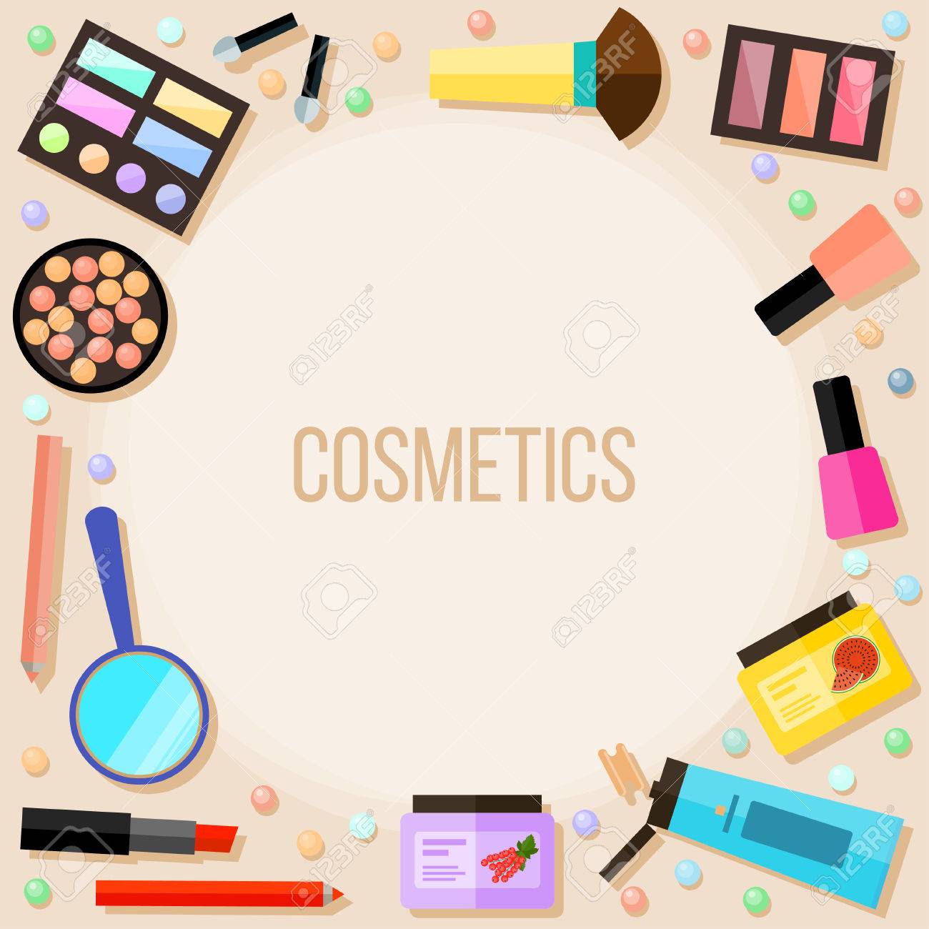 Bright Cartoon Cosmetic Product Isolated On Beige. Cosmetic And Beauty  Theme. Royalty Free SVG, Cliparts, Vectors, and Stock Illustration. Image  65611194., image size:1300x1300