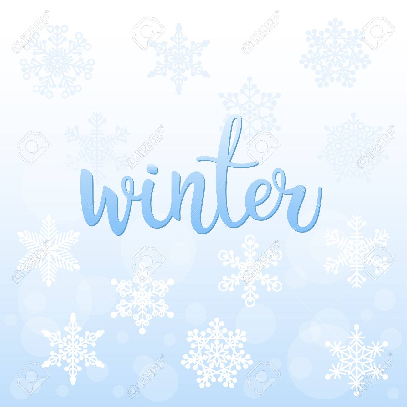 冬 手書きレタリングや手作りの雪 手作り冬イラスト デザイン カード 招待状 ポスター パンフレット ノート アルバム等に使用します のイラスト素材 ベクタ Image