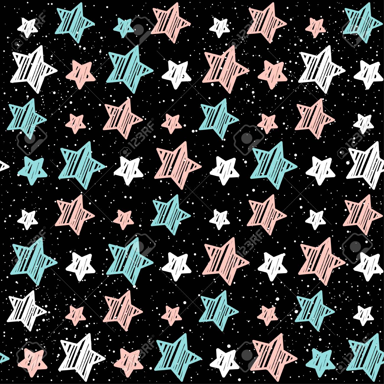 Pastel Star On Black Seamless Background Pink White And Blue Pastel Star On Black Seamless Background Pink White And Blue