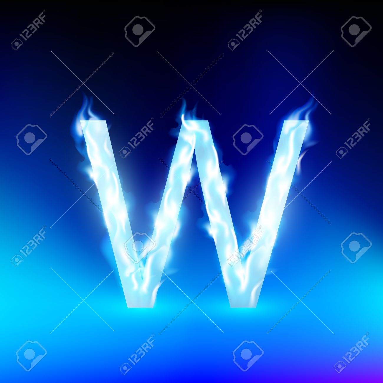 Letter W With Blue Fire Royalty Free Cliparts Vectors And Stock Illustration Image