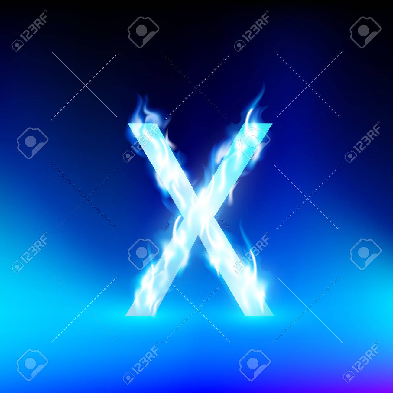 Letter X With Blue Fire Royalty Free Cliparts Vectors And Stock Illustration Image