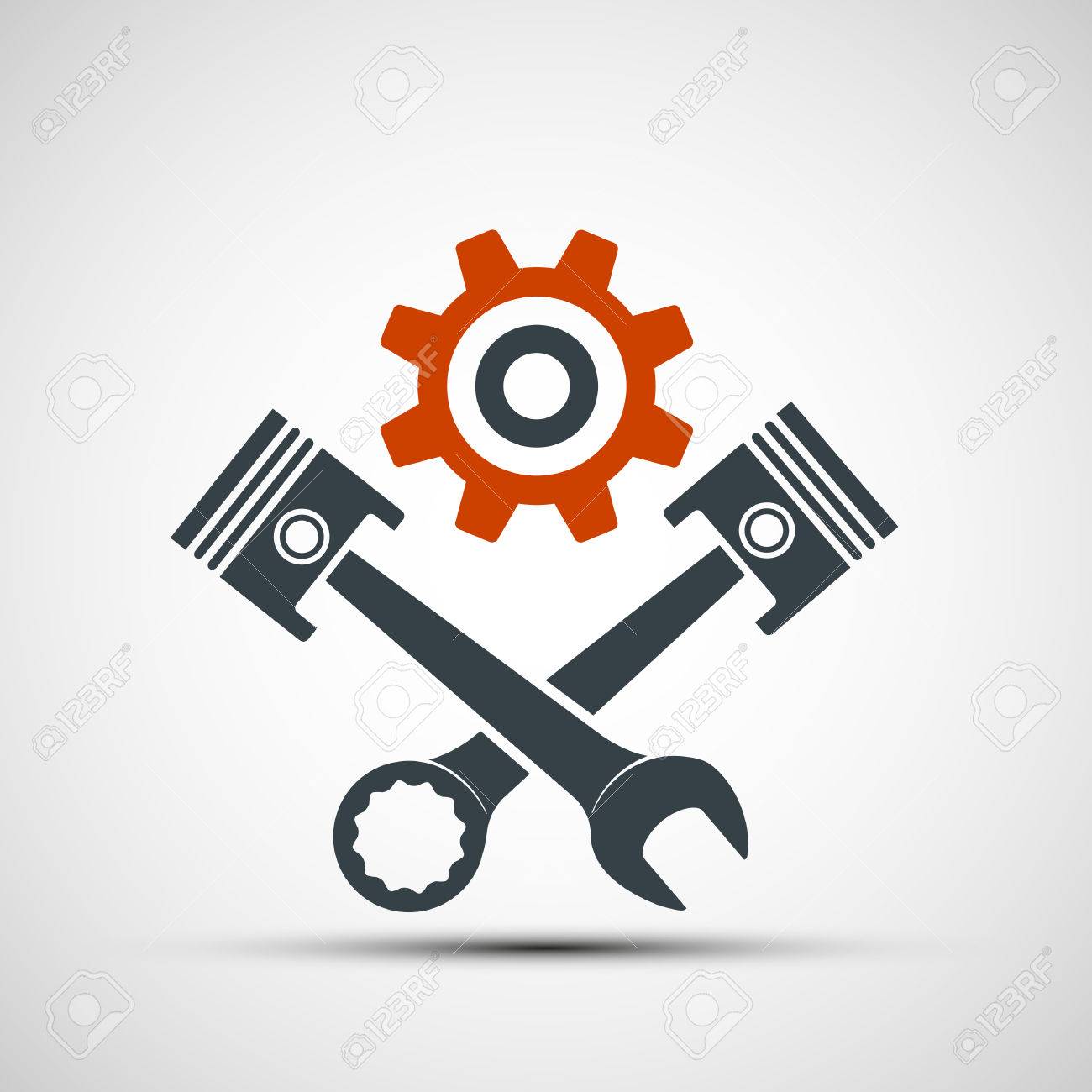 Logo engine with plungers and a wrench. Stock vector illustration. - 58748722 Logo engine with plungers and a wrench. Stock vector illustration. - 58748722