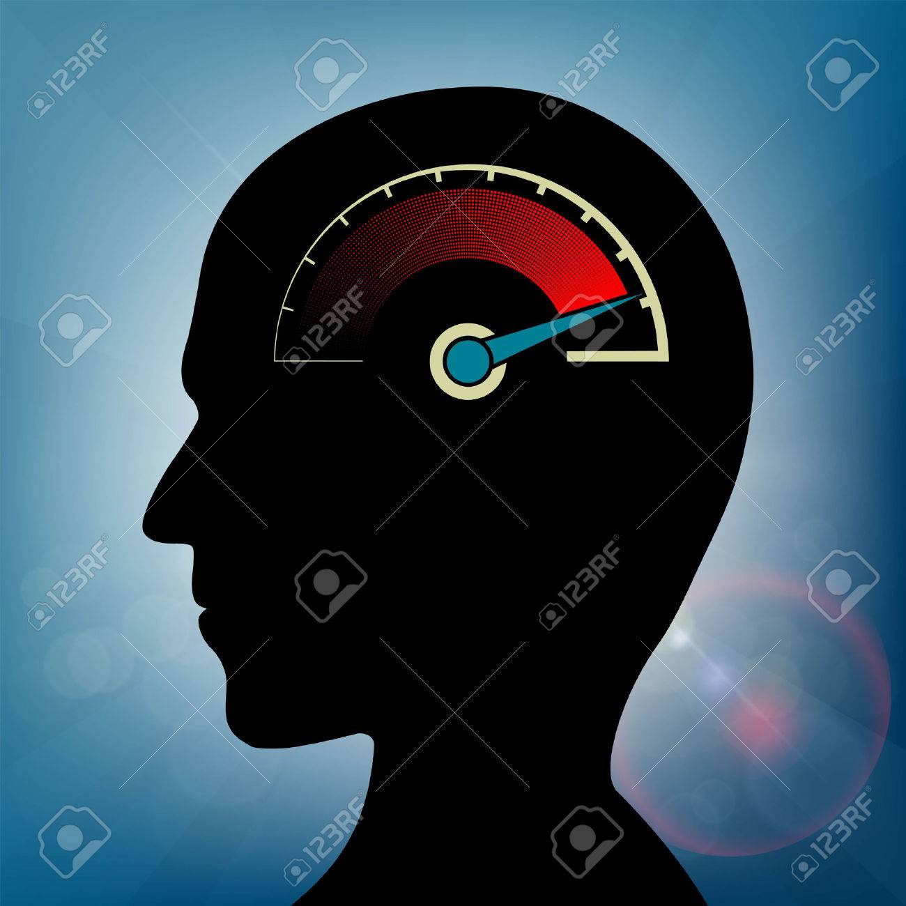 Speedometer with an arrow in human head. Nervous stress and fatigue. Stock vector illustration. - 71564666 Speedometer with an arrow in human head. Nervous stress and fatigue. Stock vector illustration. - 71564666