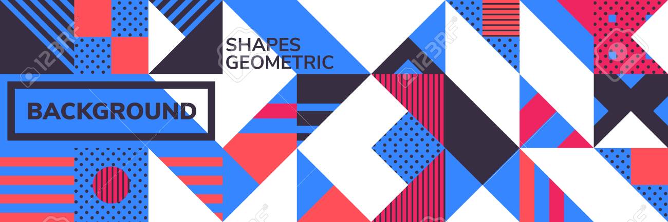 simple banner of decorative patterns square modules colored geometric simple banner