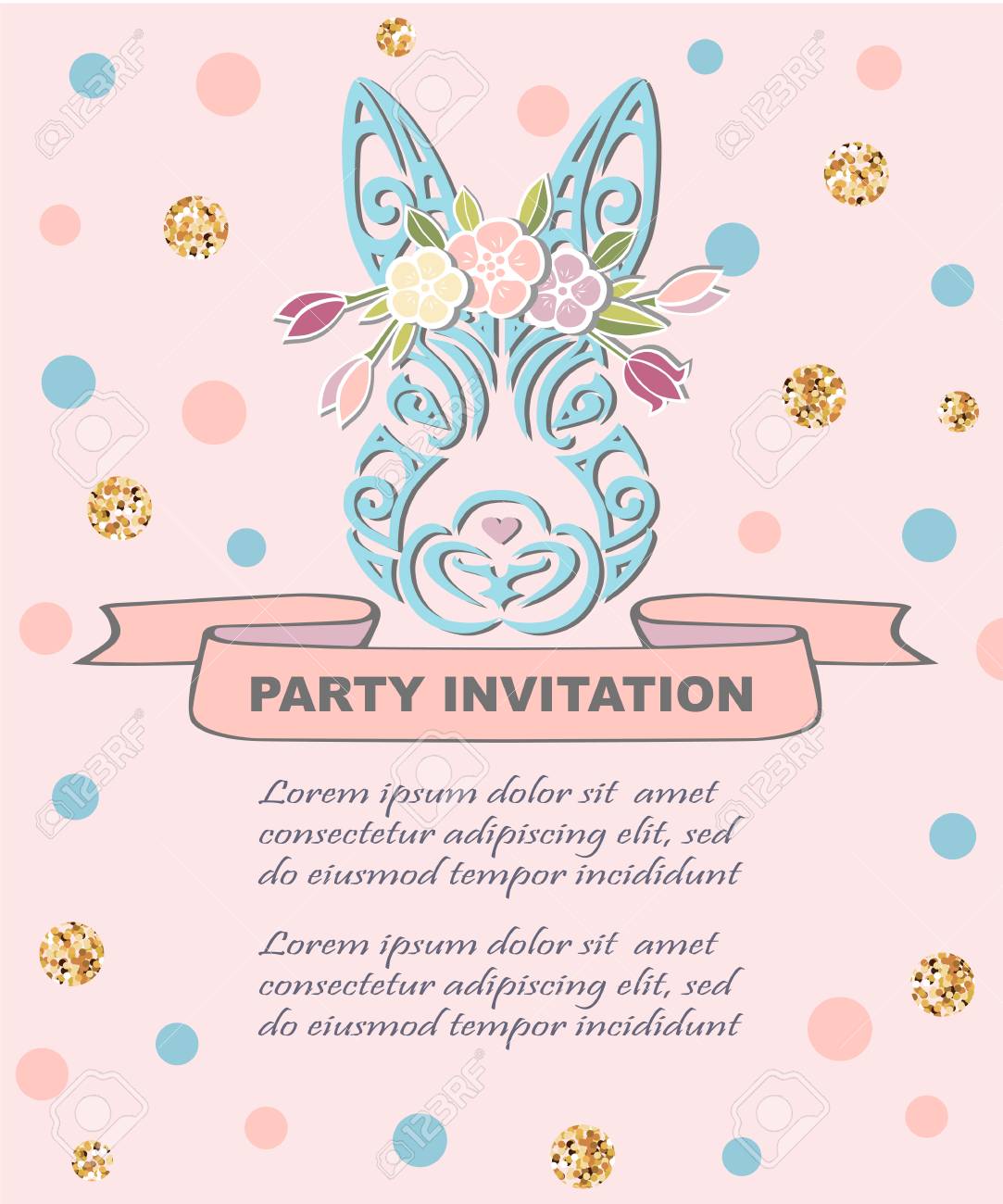 bunny head with floral wreath isolated on background logo pet
