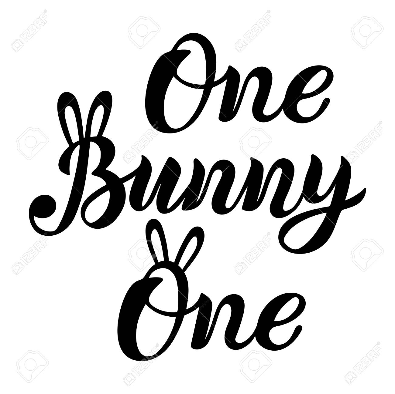 bunny one handwritten lettering