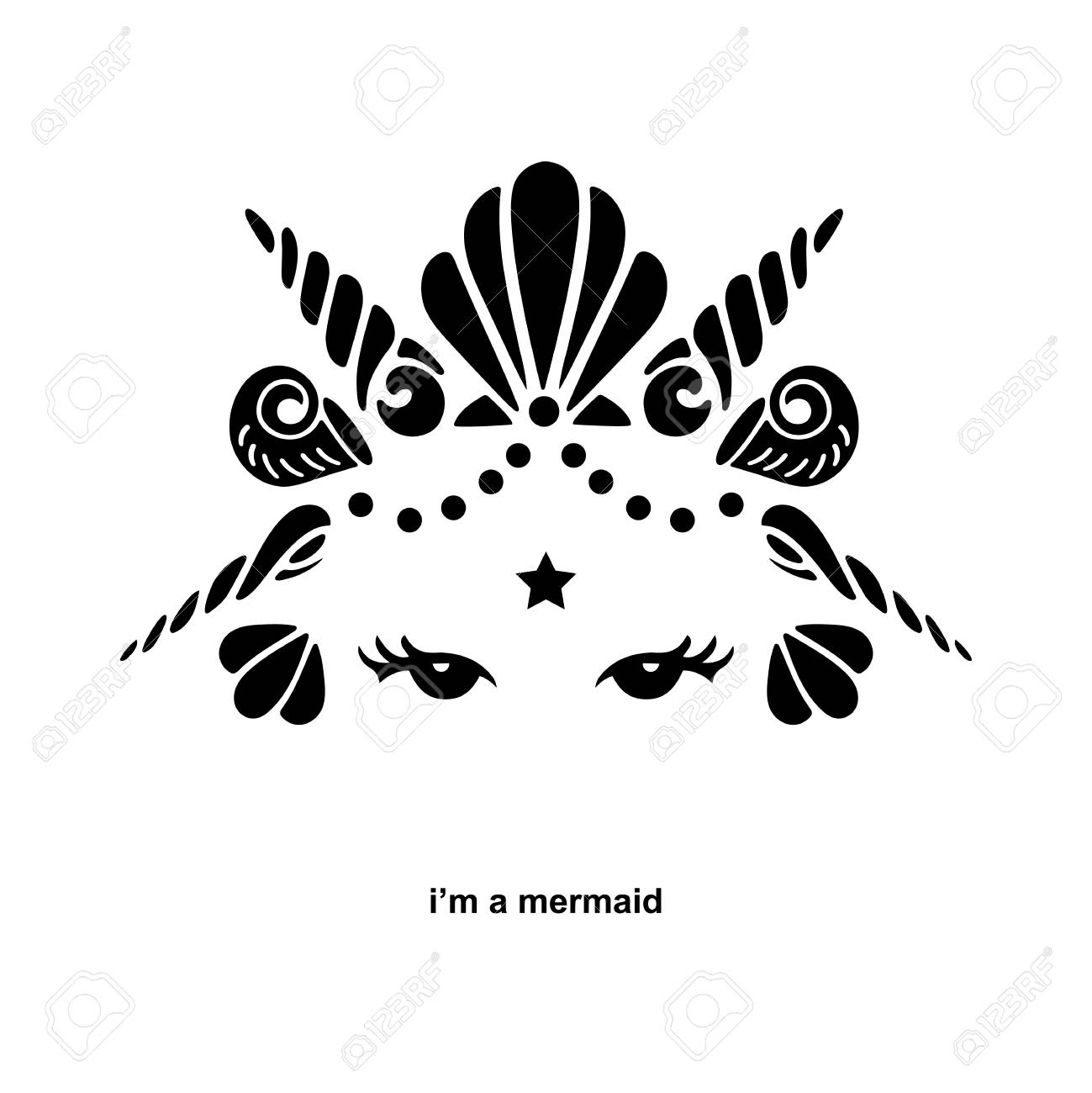 cute template with mermaid
