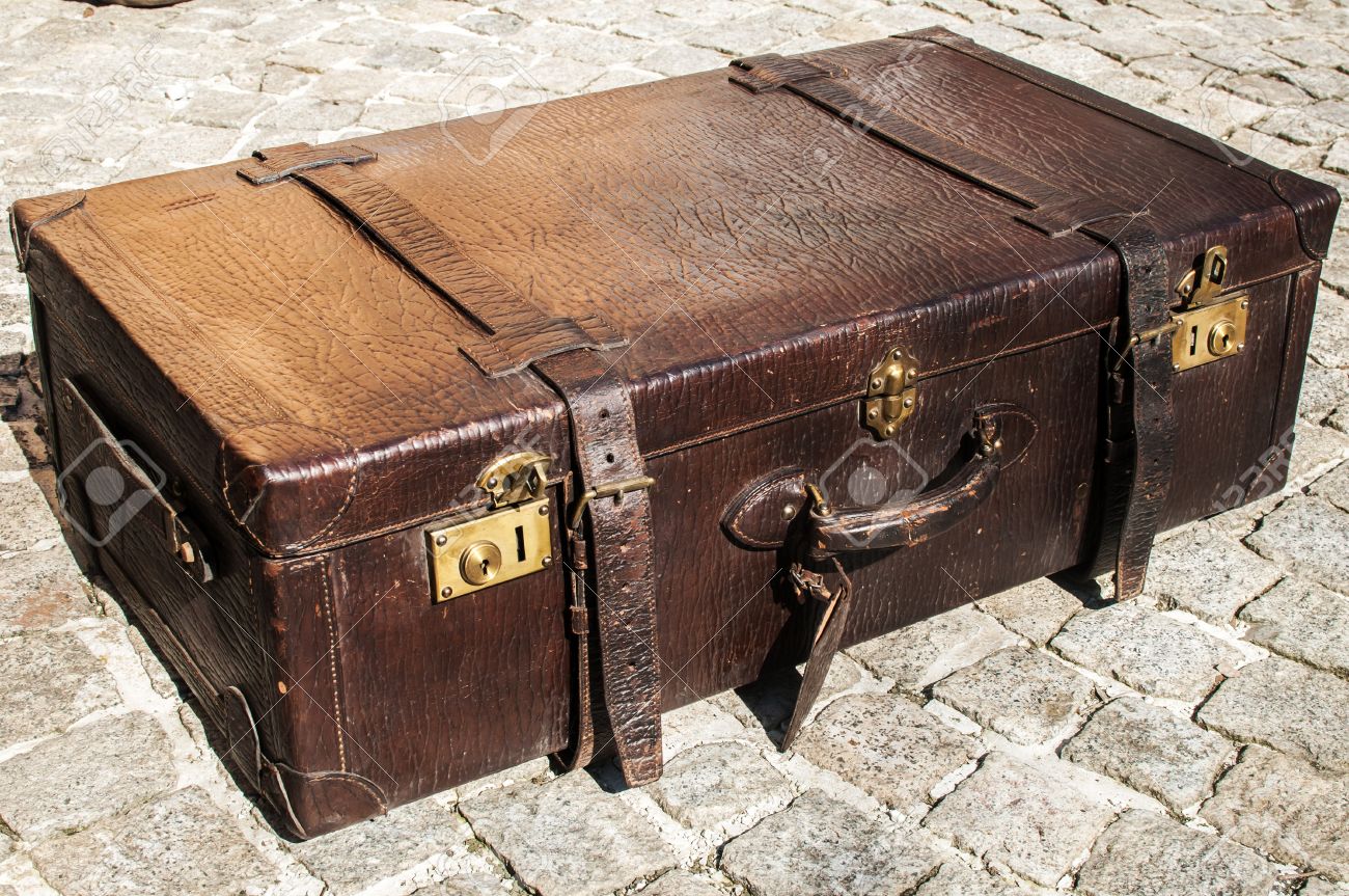 antique leather luggage