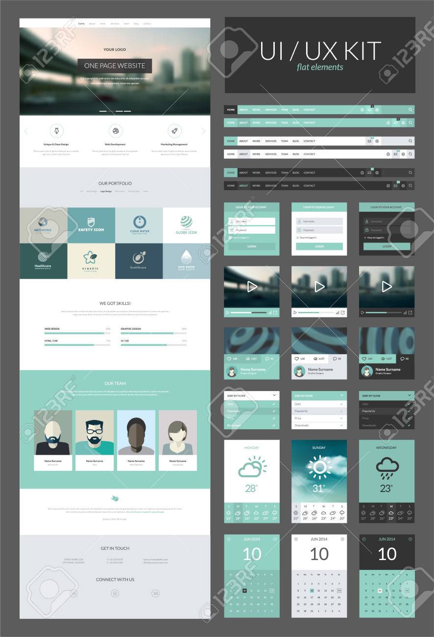 one page website design template all in one set for website single page website design