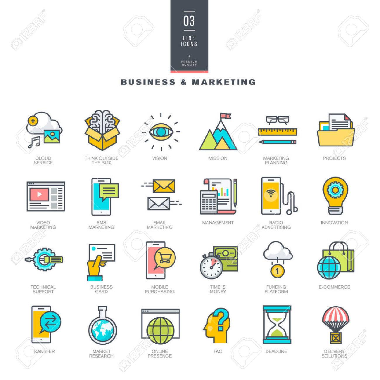 Set of line modern color icons for business and marketing - 40826904 Set of line modern color icons for business and marketing - 40826904