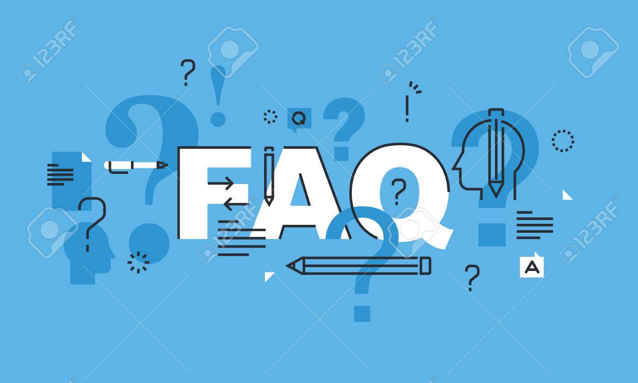 よくあるご質問のウェブサイトのバナーの細い線デザインのコンセプト ベクトル図コンセプトよくある質問ご質問と回答 クライアントまたは顧客サポート 製品およびサービスの情報 のイラスト素材 ベクタ Image