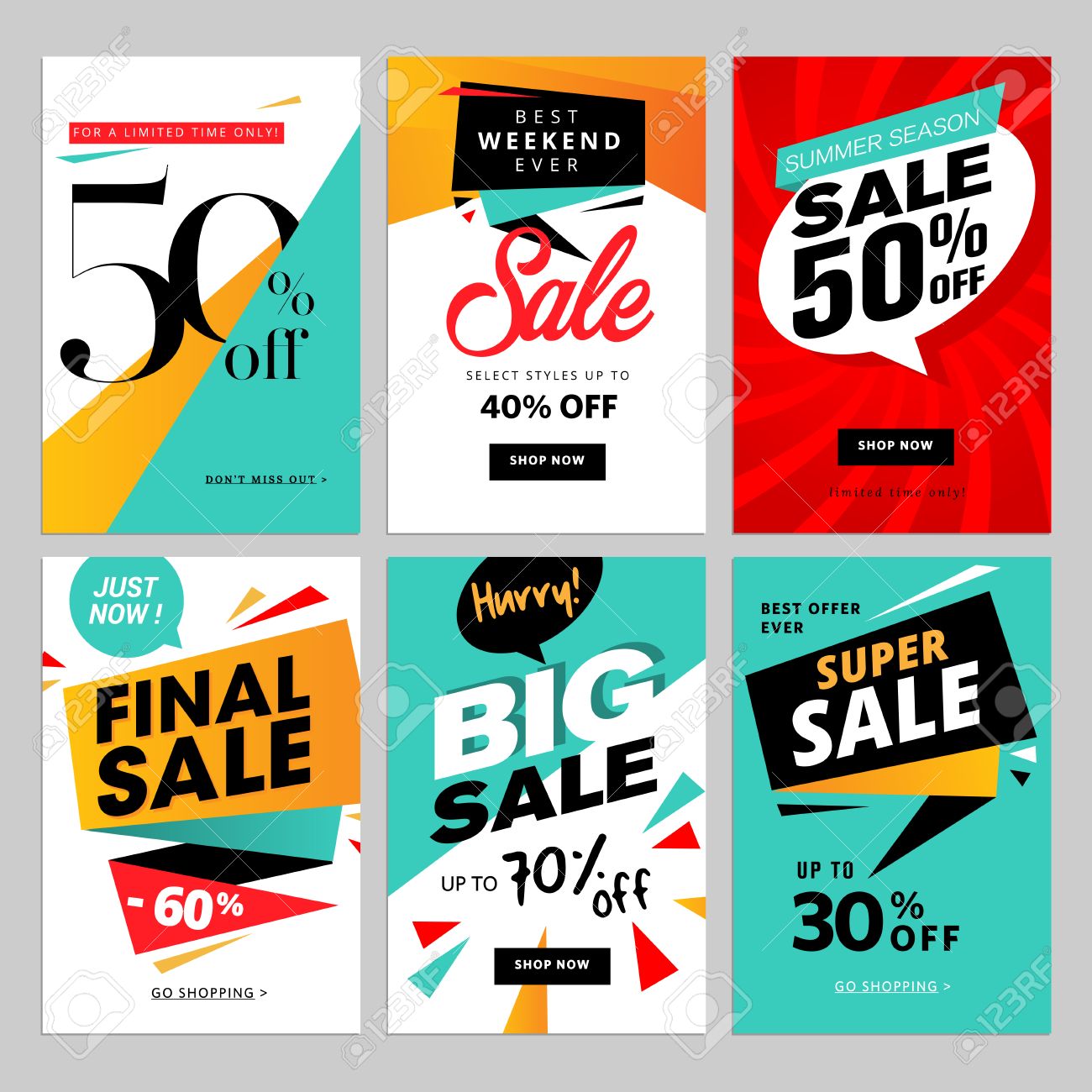flat design eye catching sale website banners for mobile phone