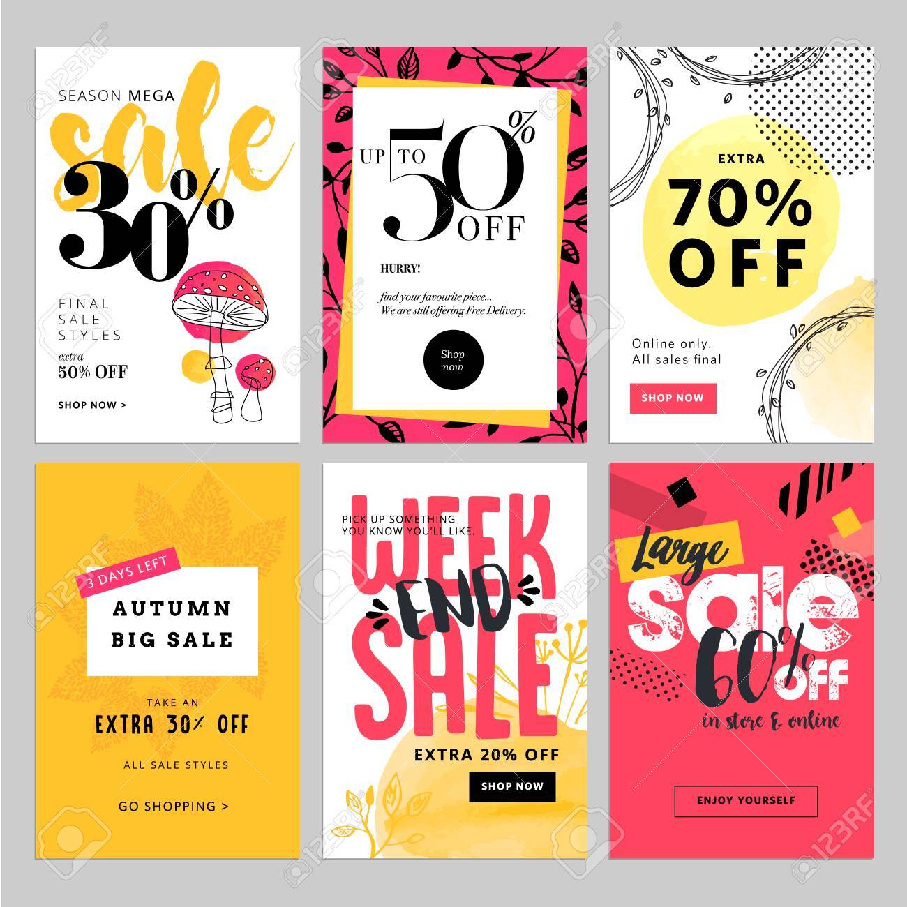 social media sale banners and ads web template set vector sale template