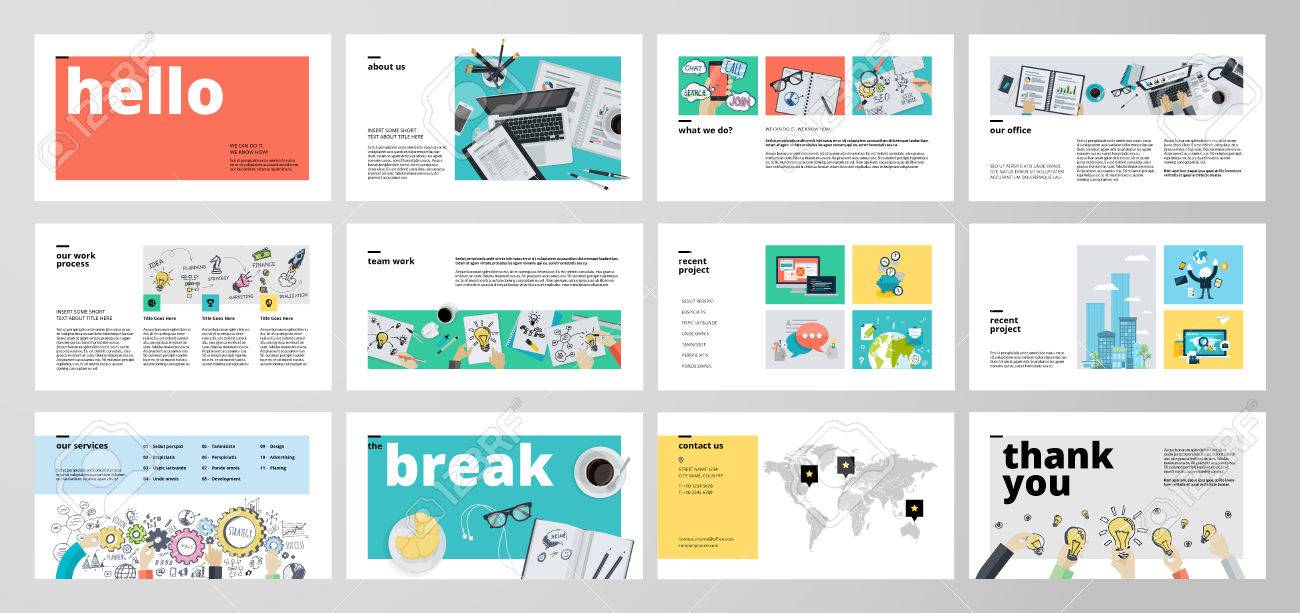 business presentation templates flat design vector infographic marketing slides