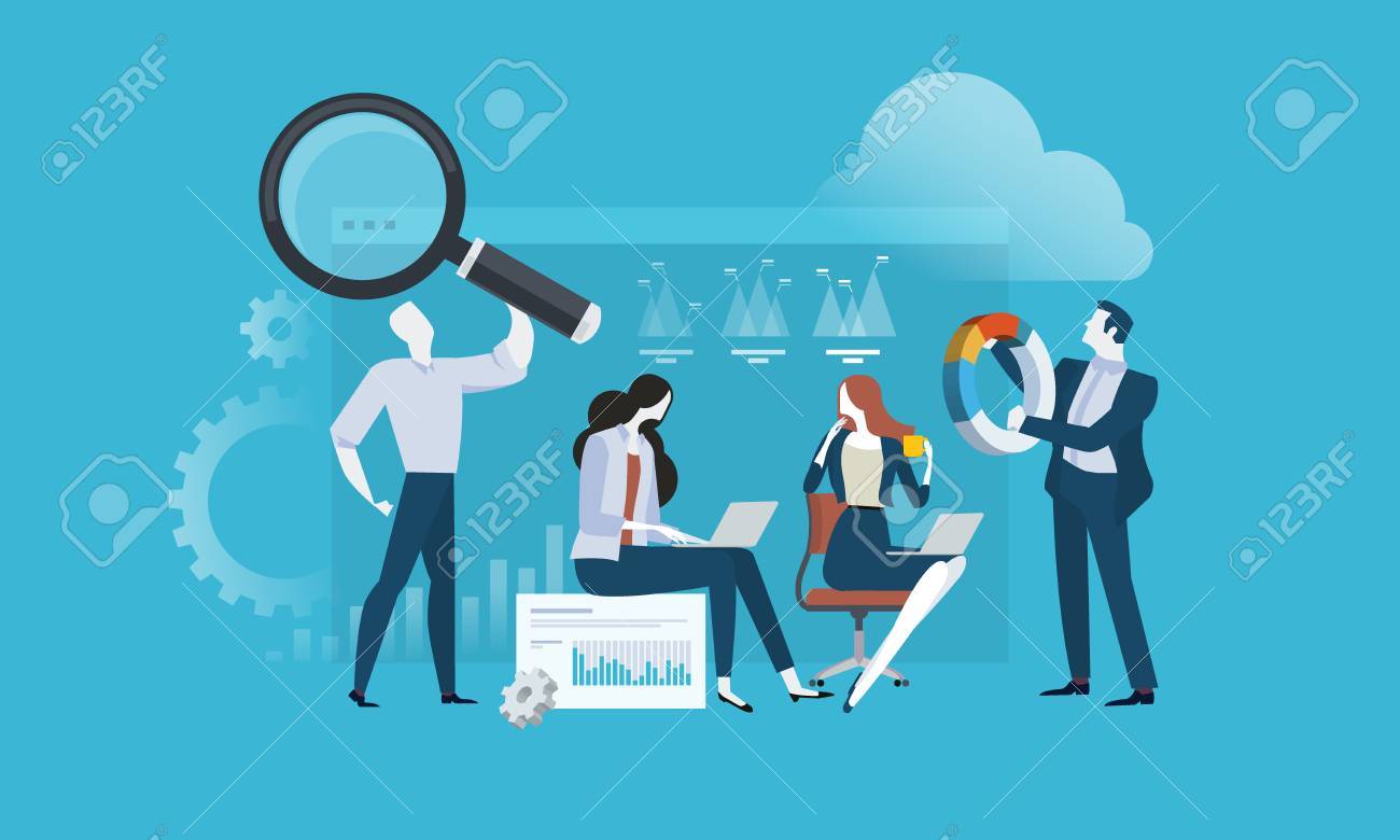 Market research and SEO. Flat design vector illustration concept for web banner, business presentation, advertising material. - 86817119 Market research and SEO. Flat design vector illustration concept for web banner, business presentation, advertising material. - 86817119