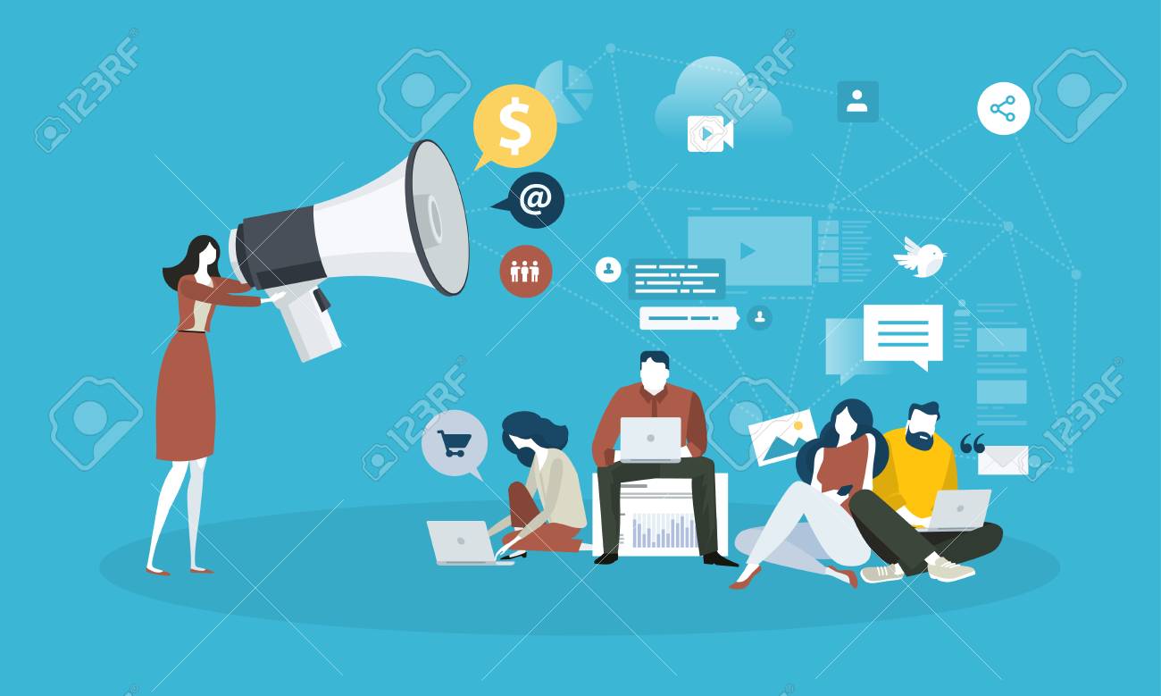 Internet marketing. Flat design people and technology concept. Vector illustration for web banner, business presentation, advertising material. - 87349723 Internet marketing. Flat design people and technology concept. Vector illustration for web banner, business presentation, advertising material. - 87349723