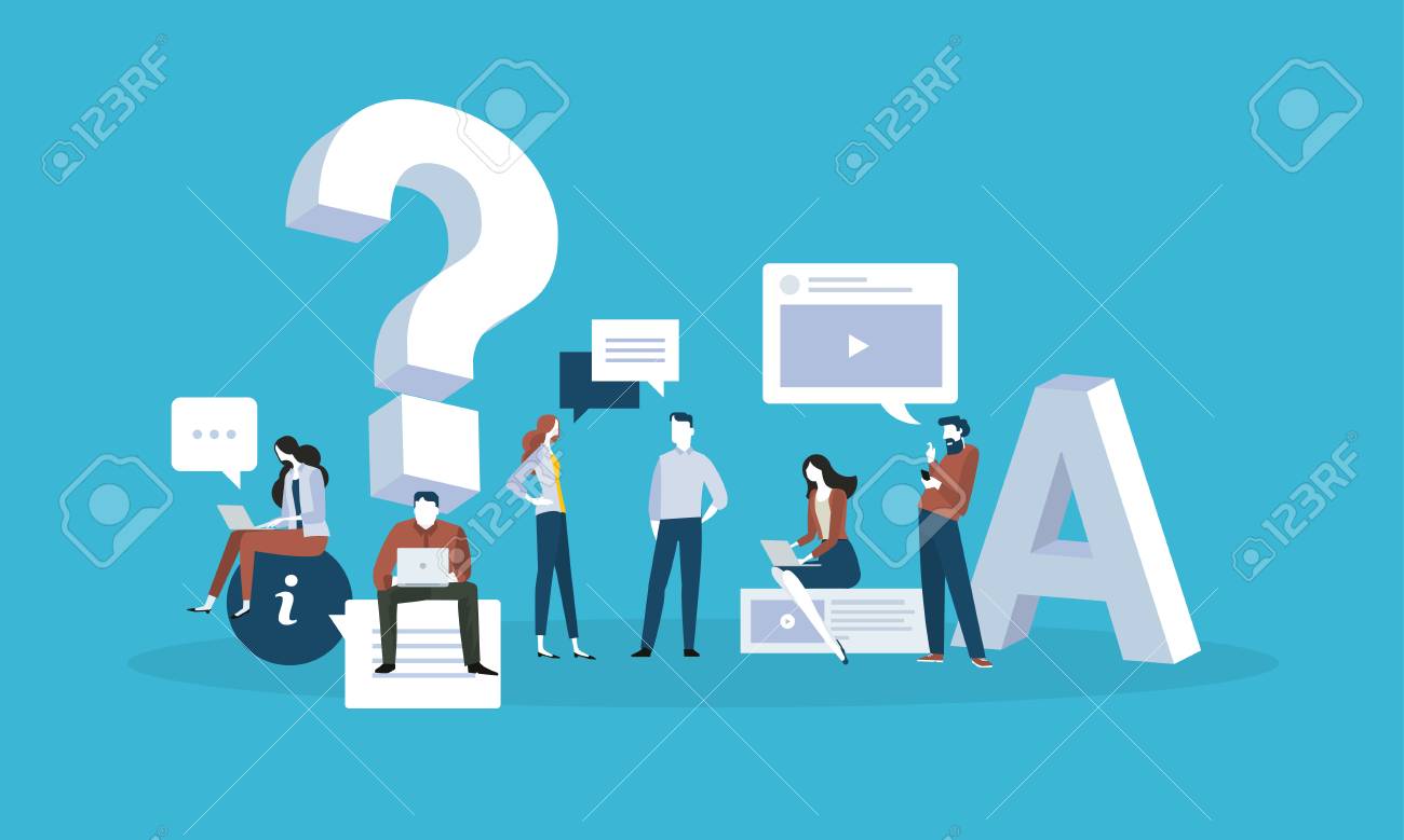 FAQ. Flat design business people concept for answers and questions. Vector illustration for web banner, business presentation, advertising material. - 87349736 FAQ. Flat design business people concept for answers and questions. Vector illustration for web banner, business presentation, advertising material. - 87349736