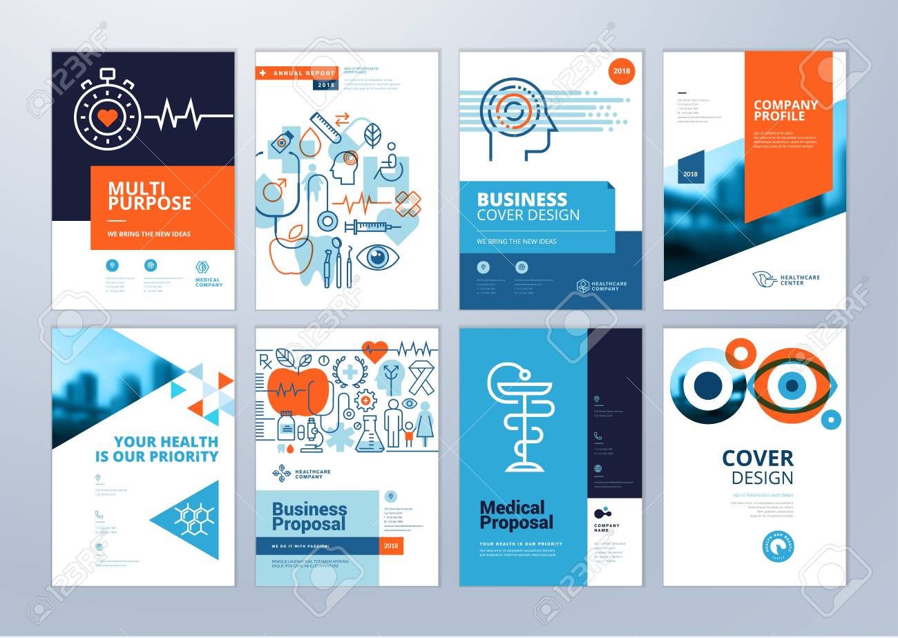 set of medical brochure annual report flyer design templates