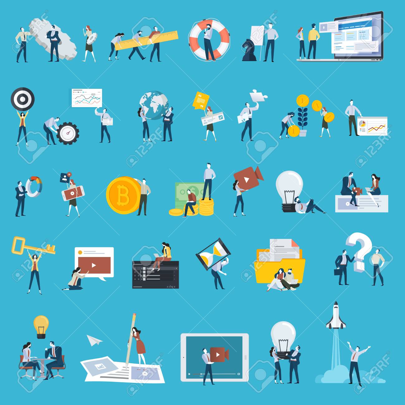 Set of flat design style people icons. Vector illustration concepts for web design and development, app development, SEO, startup, business plan, content manager, video marketing, finance - 96279407 Set of flat design style people icons. Vector illustration concepts for web design and development, app development, SEO, startup, business plan, content manager, video marketing, finance - 96279407
