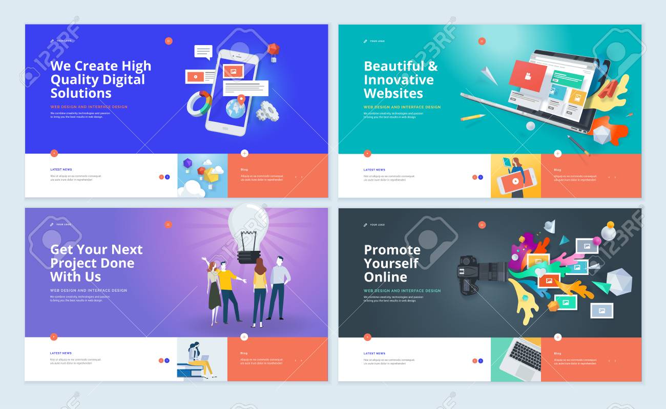set of website template designs modern vector illustration concepts website template designs