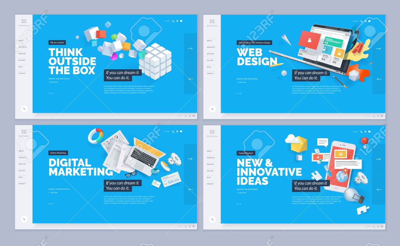 Set of website template designs. Modern vector illustration concepts of web page design for website and mobile website development. - 98878707 Set of website template designs. Modern vector illustration concepts of web page design for website and mobile website development. - 98878707