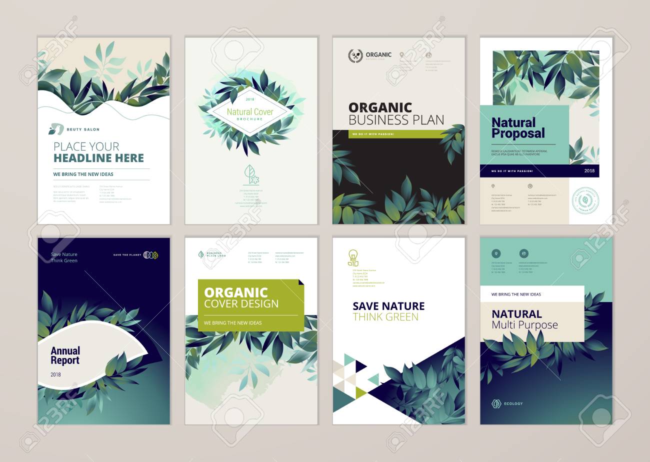 set of brochure and annual report cover design templates on the