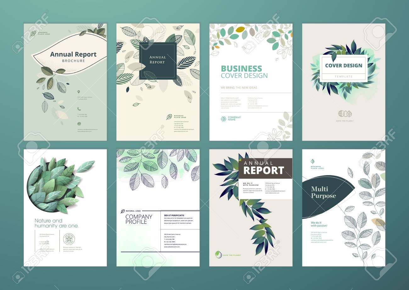 set of brochure and annual report cover design templates on the