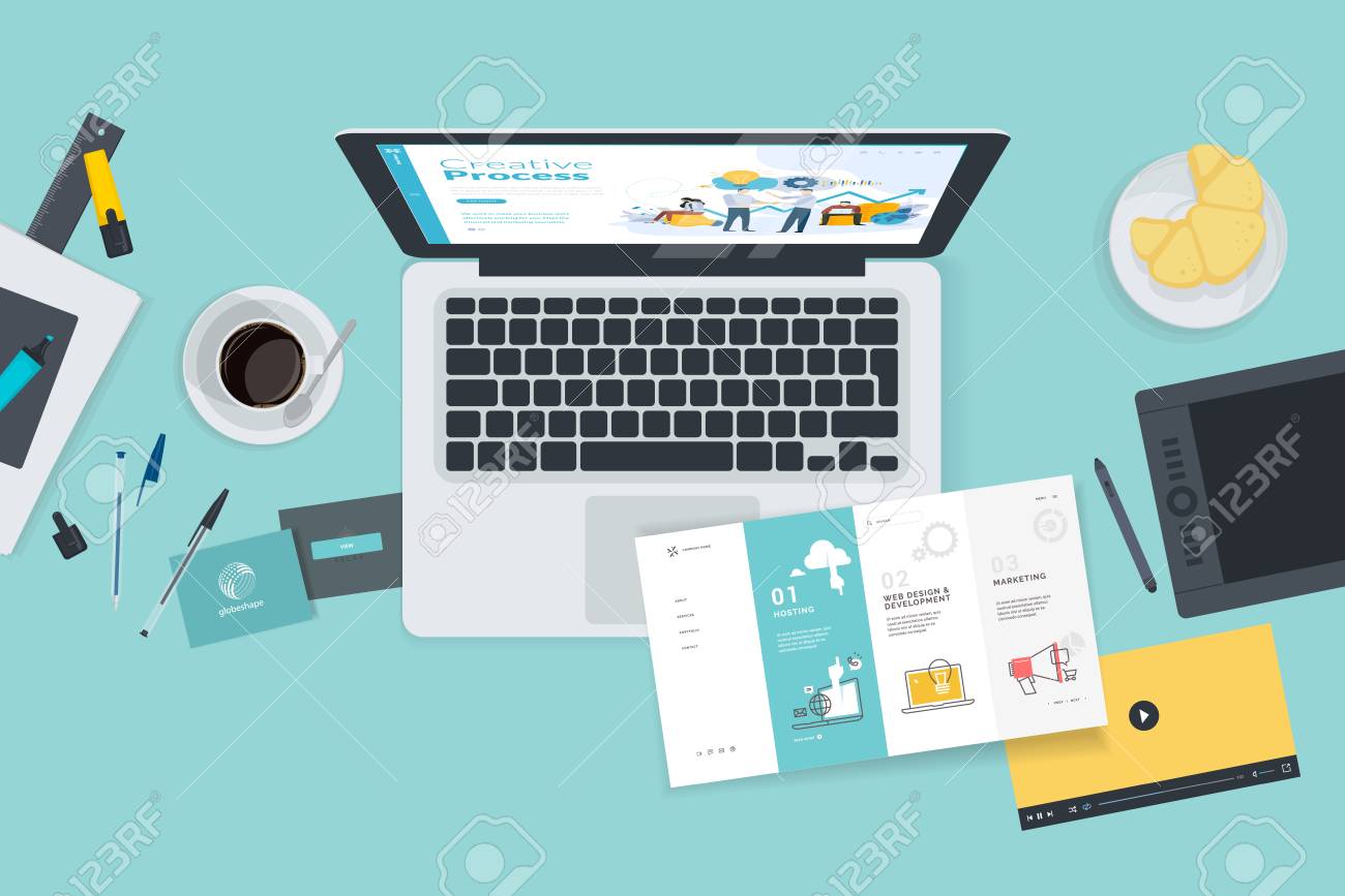 Creative workspace concept, top view. - 121633989 Creative workspace concept, top view. - 121633989