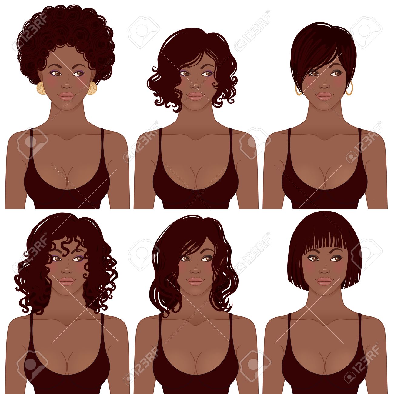 Salon De Beaute Jolie Jeune Femme Afro Americaine Avec Style Coupe De Cheveux Vector Illustration Clip Art Libres De Droits Vecteurs Et Illustration Image 24581744