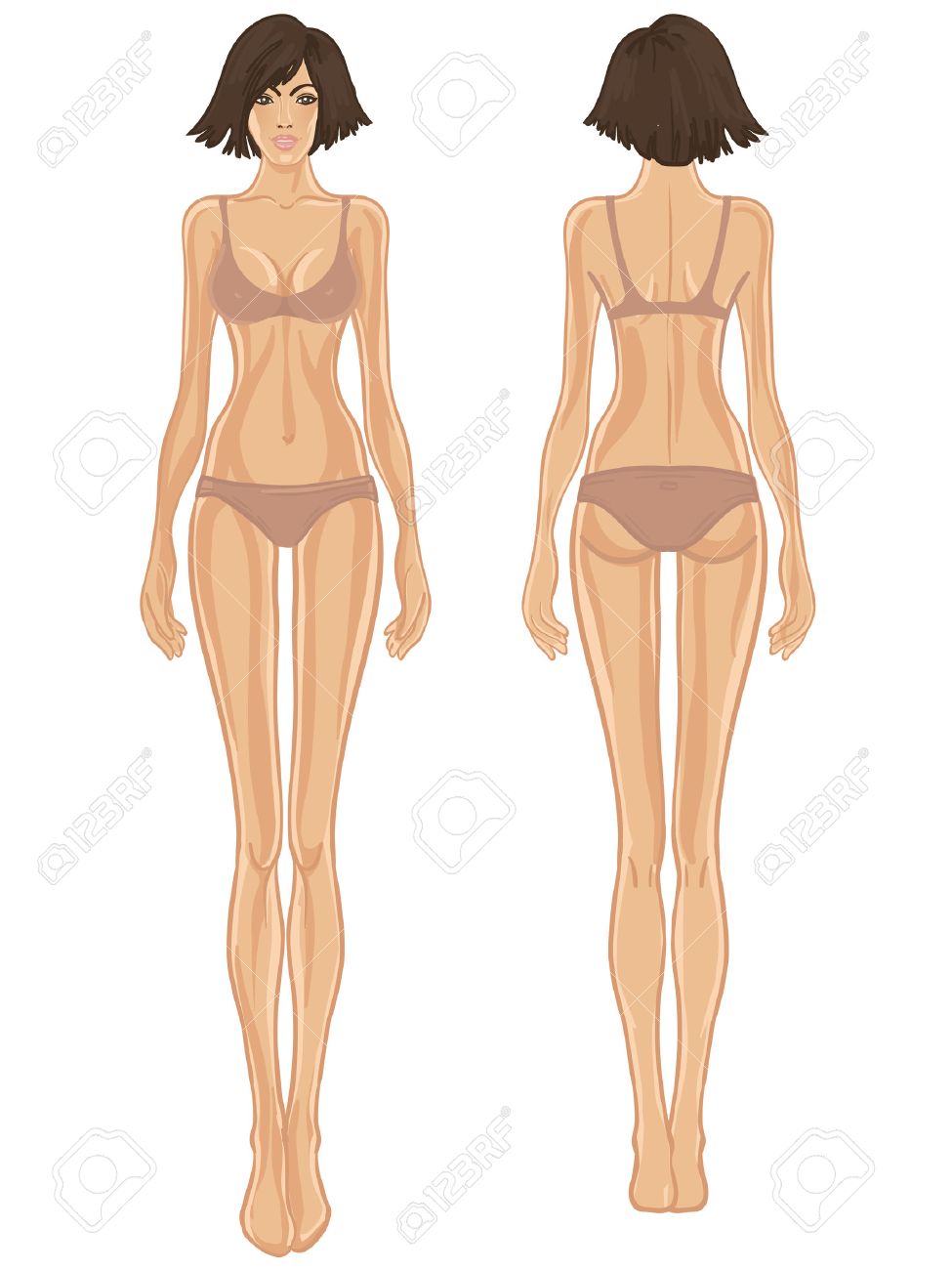 young european womans body template front and back royalty free body template woman
