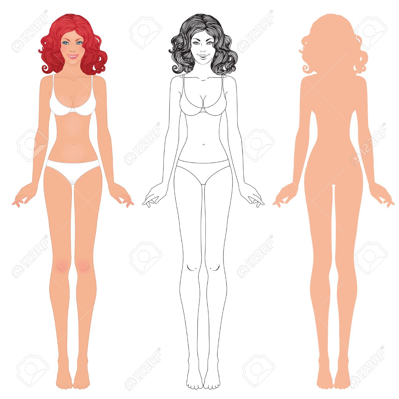 young european womans body template front and back royalty free body template woman