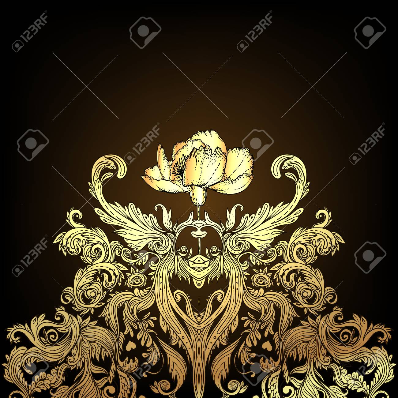 Modèle Sans Couture Baroque Vintage Fond Or Papier Peint Luxe Pour