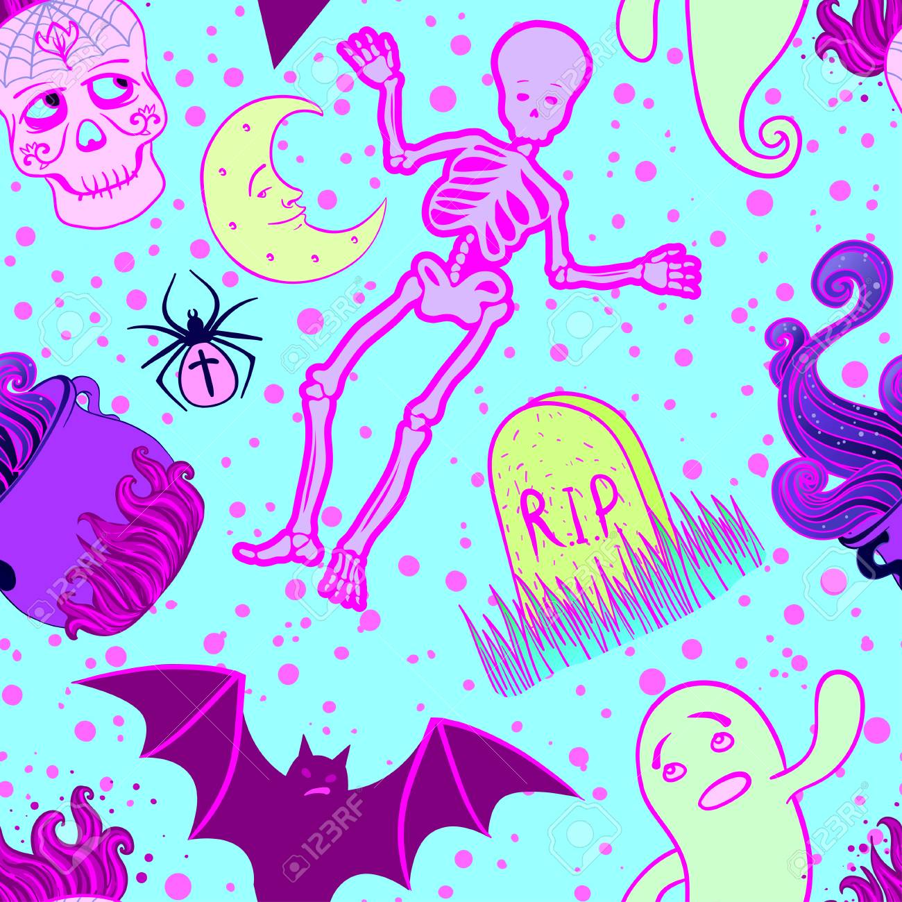 Halloween Cute Seamless Pattern Led Vector Il Ration Fabrics Textile Wrapping Paper Halloween Cute Seamless Pattern Led Vector Il Ration Fabrics Textile Wrapping Paper