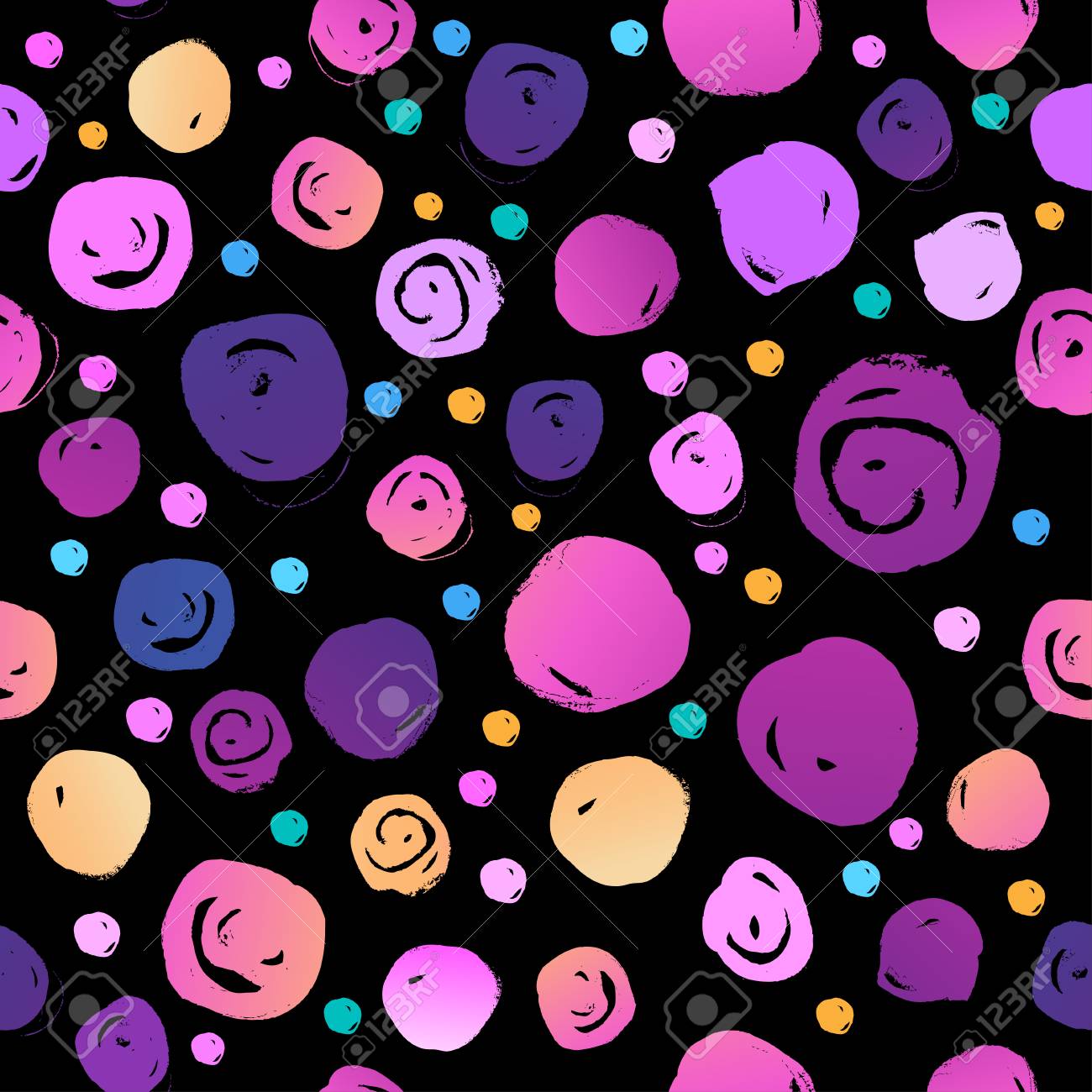 カラフルなドットのレトロなヴィンテージ 80 年代や 90 年代のファッション スタイル抽象的なシームレス パターン背景 テキスタイル生地デザイン 包装紙 ウェブサイトの良い壁紙を ベクトルの図 のイラスト素材 ベクタ Image